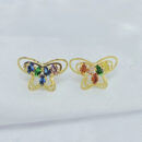 Brinco borboleta com pedras coloridas