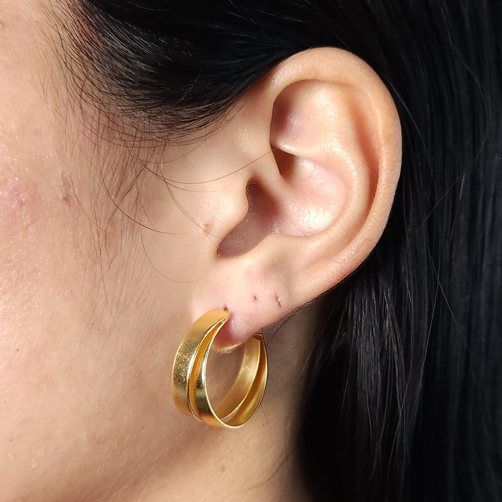 Argola meia-lua fio duplo