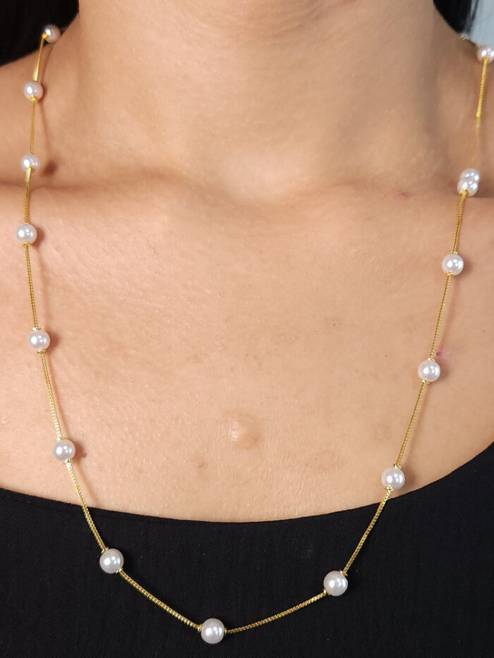 Gargantilha longuinho com pérola