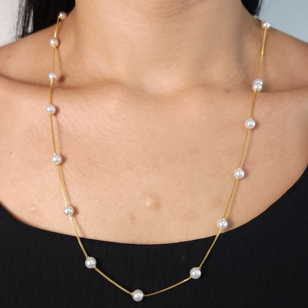 Gargantilha longuinho com pérola