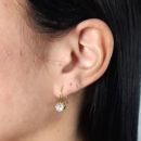 Brinco gancho com pedra cristal