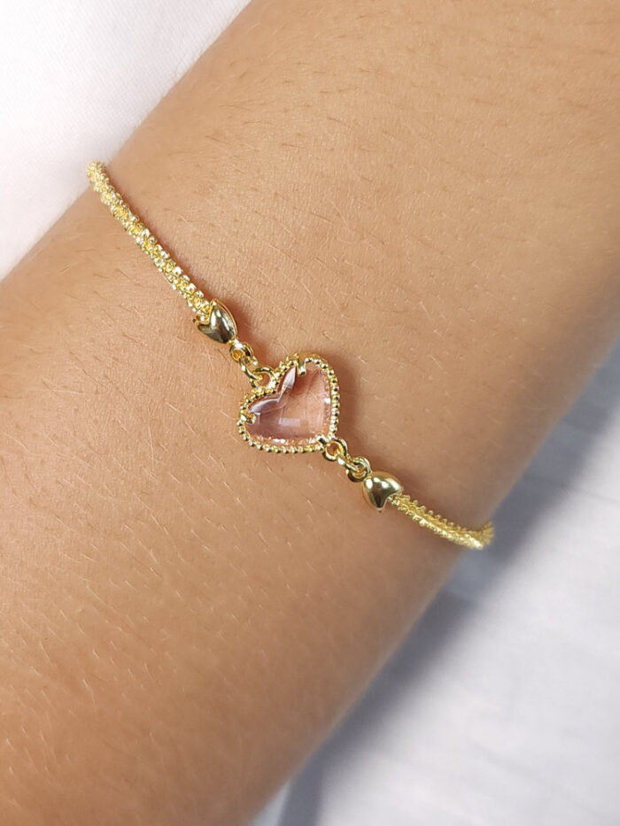 Pulseira elo detalhado com coração