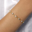 Pulseira pérola com elos ovais