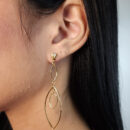 Brinco elos oval detalhado pêndulo