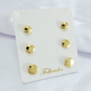 Trio de brincos circulos dourado