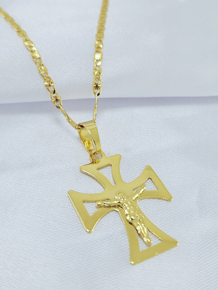 Cordão masculino pingente cruz vazada