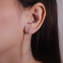 Brinco fio riviera pedra navete