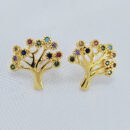 Brinco árvore da vida pedras coloridas