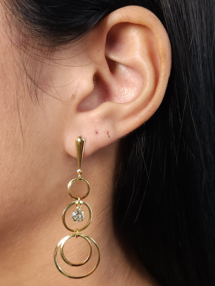 Brinco círculos vazado com ponto de luz