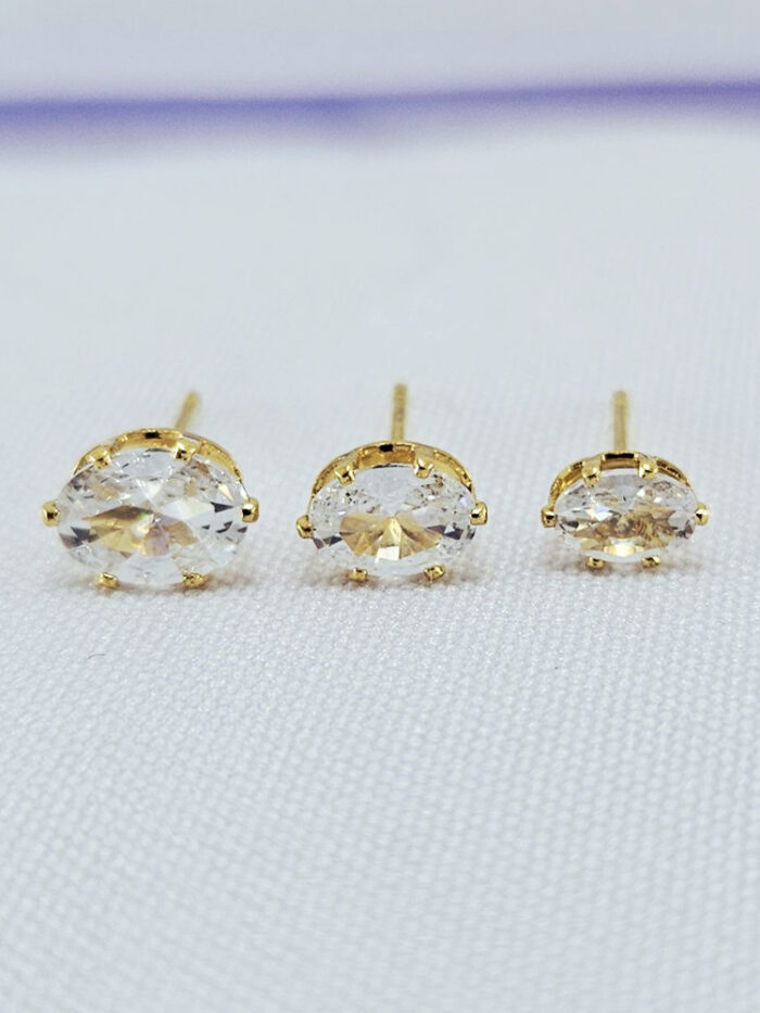 Trio oval pedra cristal