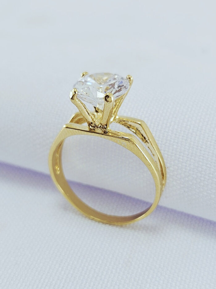 Anel pedra cristal detalhe vazado