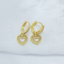 Brinco argola fio cravejado e pêndulo de coração