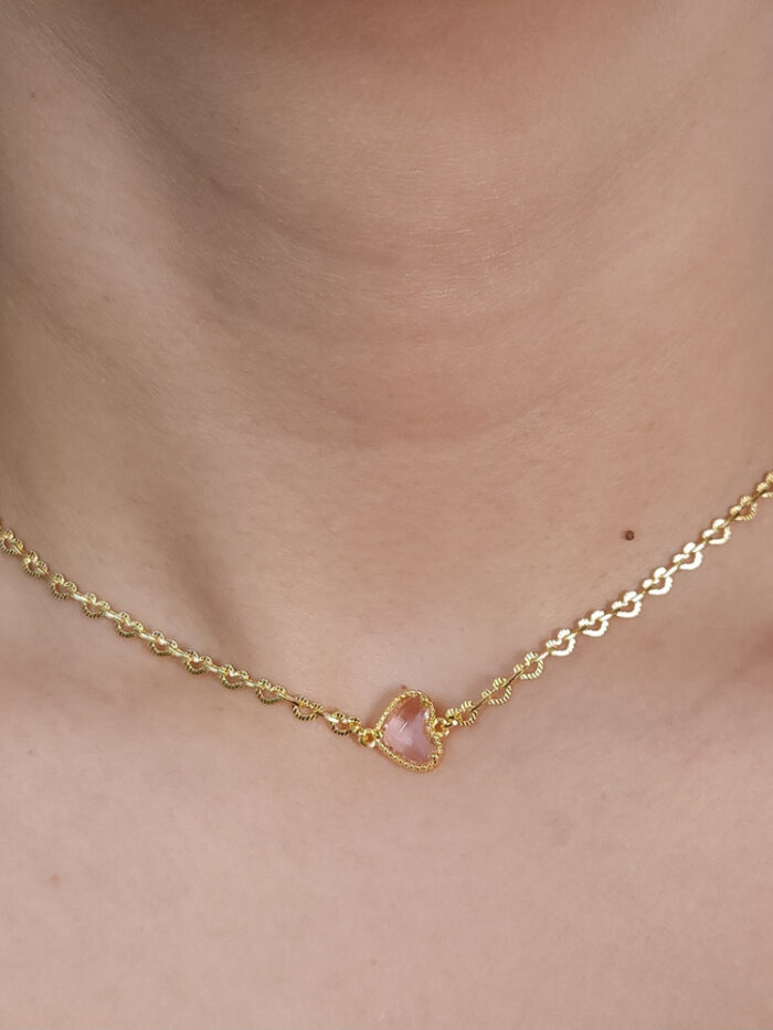 Gargantilha chocker elos coração vazado