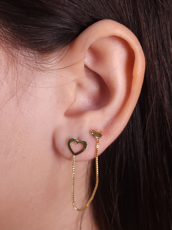 Brinco fio venezina coração vazado