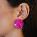 Brinco circulo com pedrinhas coloridas