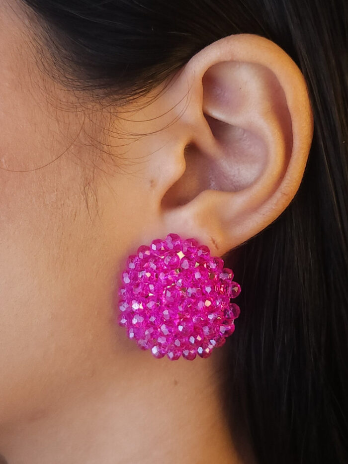 Brinco circulo com pedrinhas coloridas