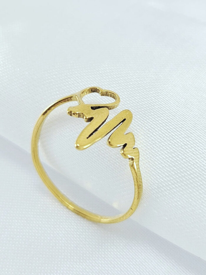 Anel coração vazado detalhe batimentos