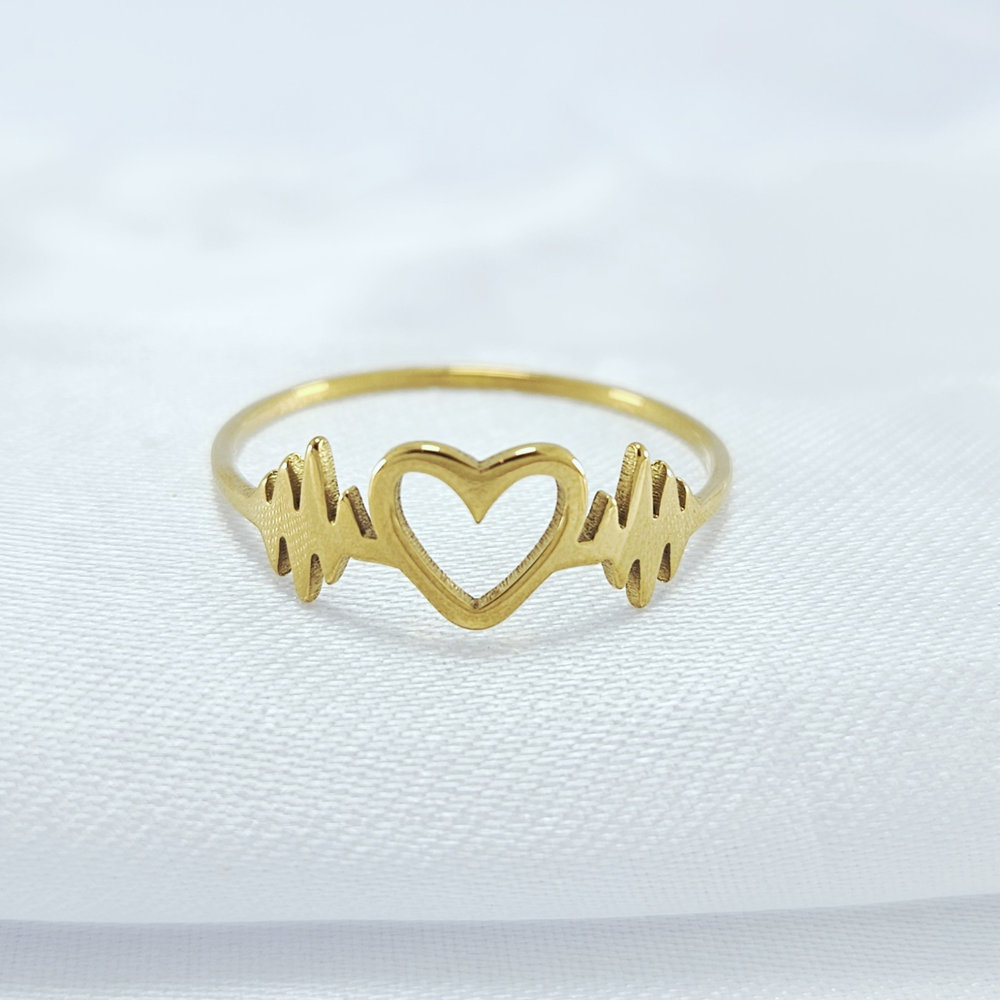 Anel coração vazado com batimentos - Imagem 2