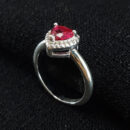 Anel coração borda cravejada rosa