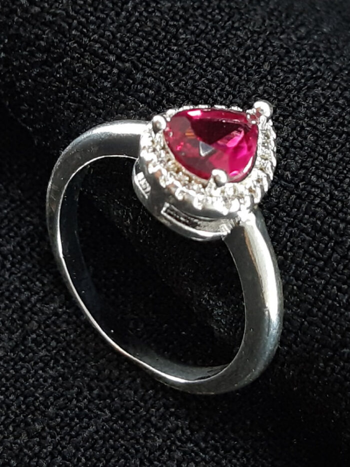 Anel gota rosa borda cravejado