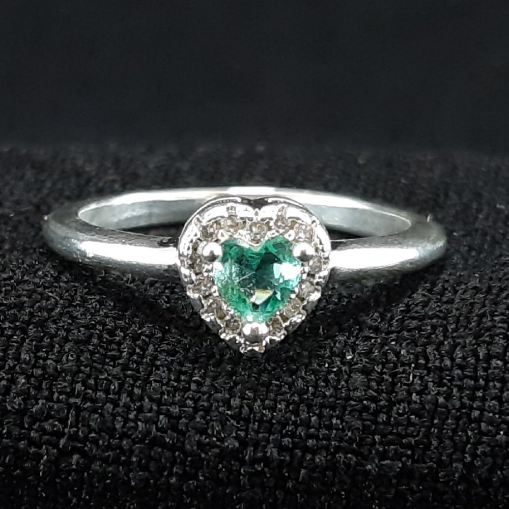 Anel borda cravejada coração verde água - Imagem 2