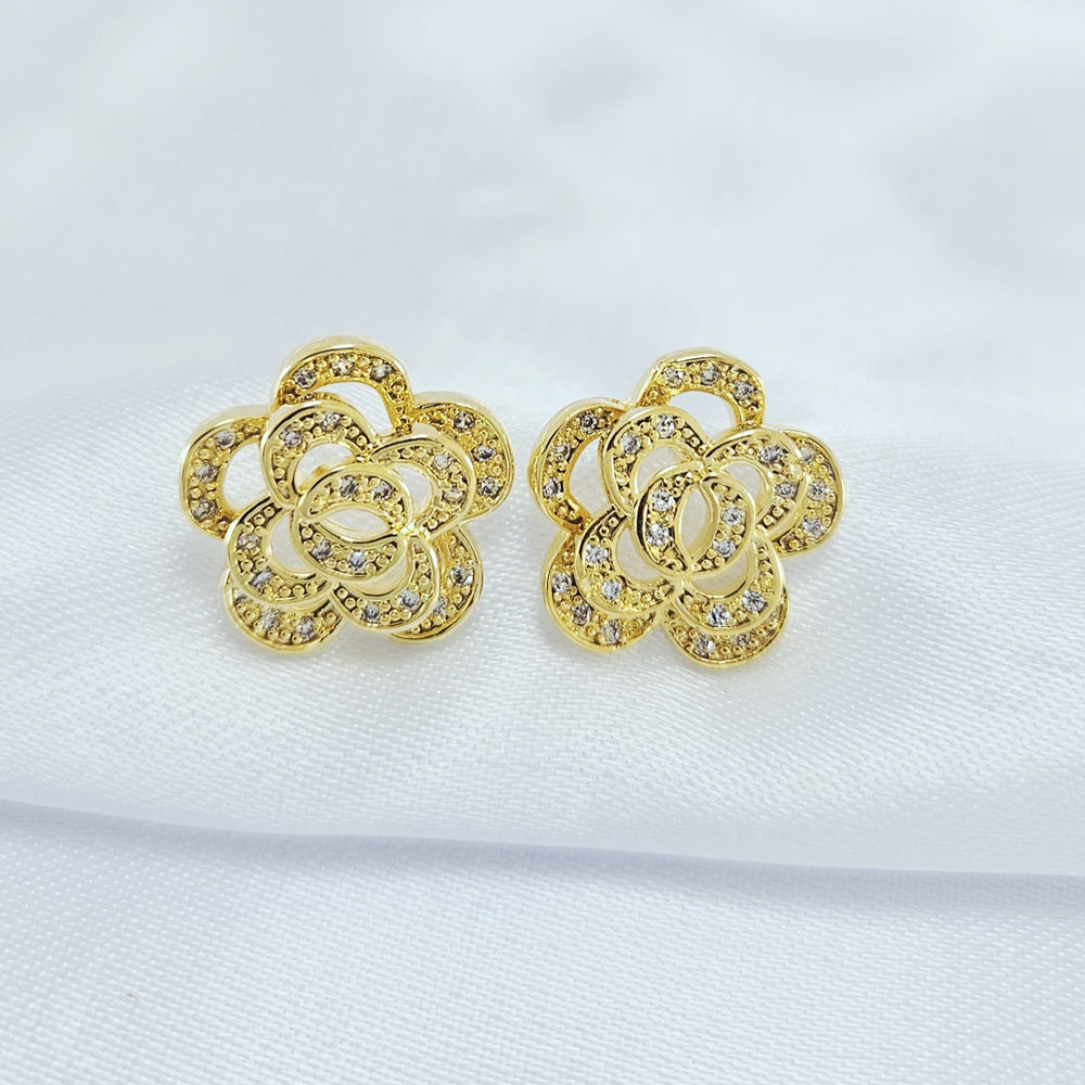 Brinco cravejado detalhado vazado