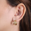 Brinco argola fios lisos e com strass