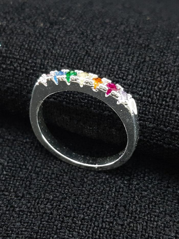 Anel base pedras coloridas