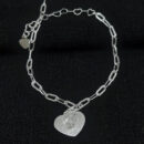 Pulseira elos cartier com coração cristal e detalhado