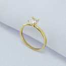 Anel solitário pedra cristal redonda