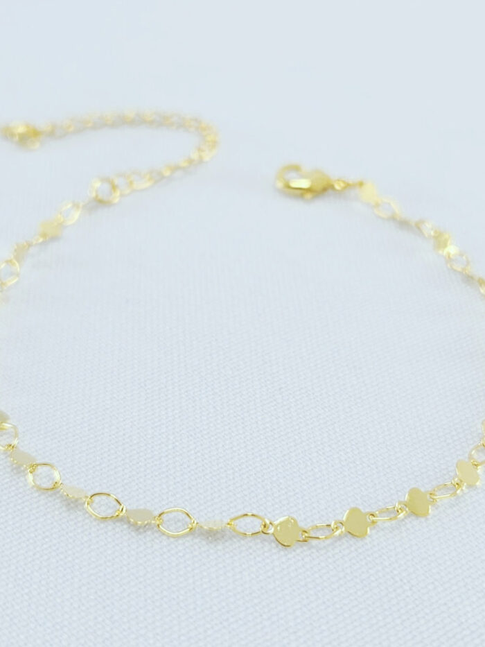 Pulseira elos vazados e corações chapeados