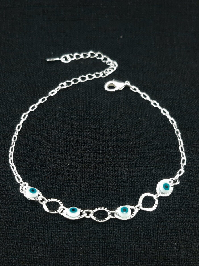 Pulseira olho grego prateada
