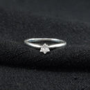 Anel solitário prateado