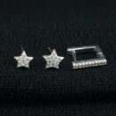 Trio de brincos estrelas e argola quadrada