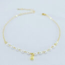 Tornozeleira  com pérola detalhe bola fosca pêndulo