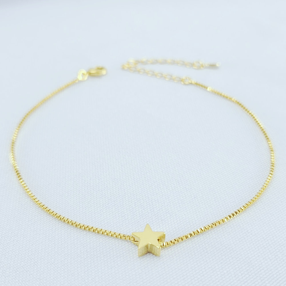 Tornozeleira veneziana com pingente estrela