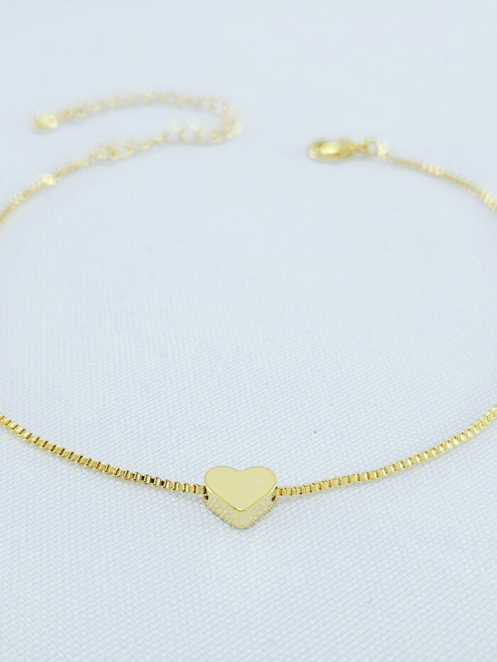 Tornozeleira  corrente veneziana coração liso