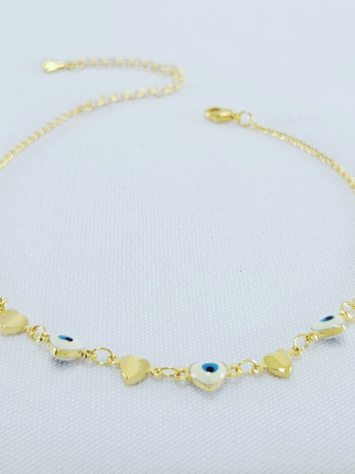 Tornozeleira coração olho grego