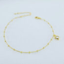 Tornozeleira veneziana com bolinhas pêndulo coração cristal