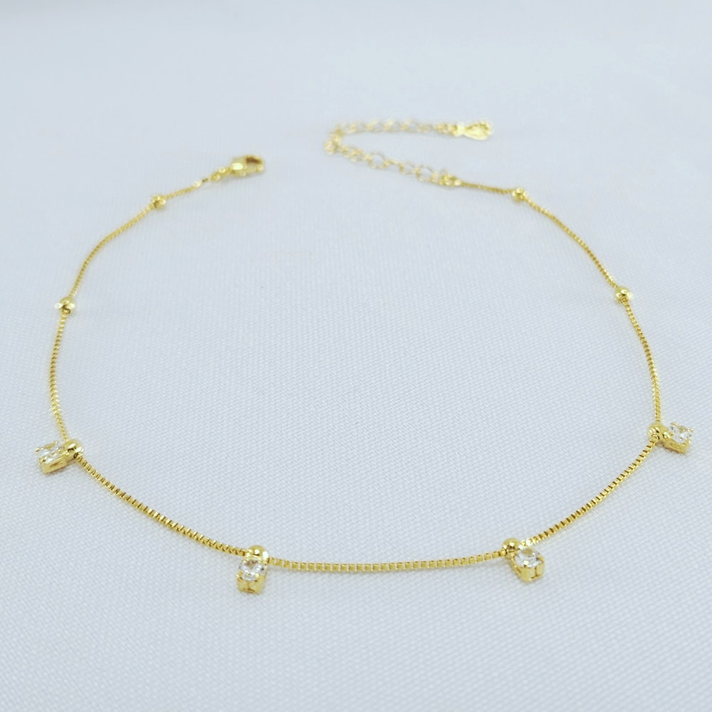 Tornozeleira com bolinhas e pontos de luz quadrado