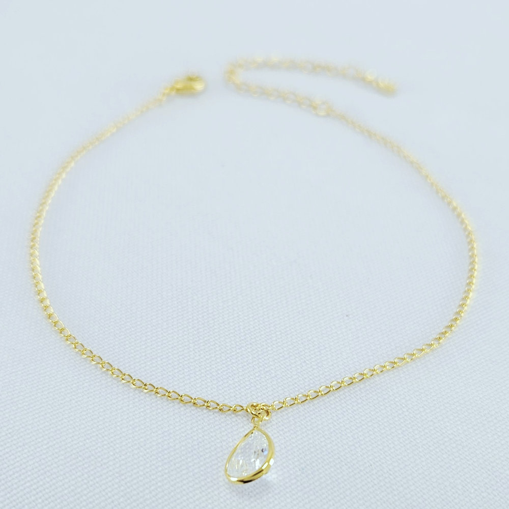 Tornozeleira modelo gota cristal