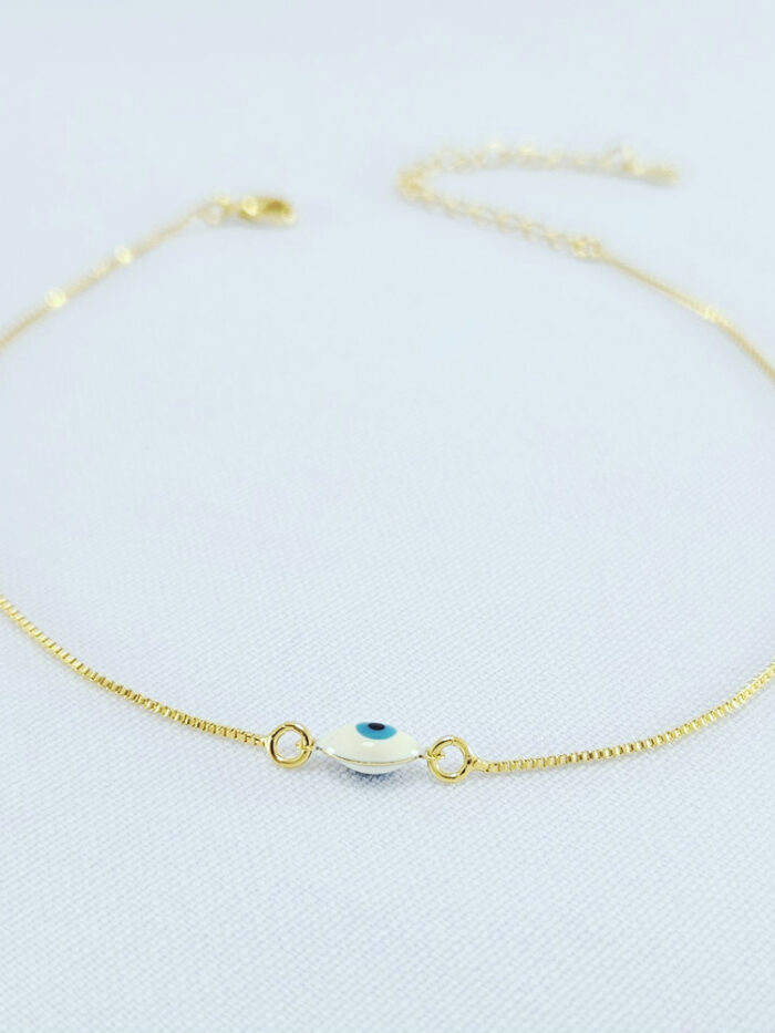Tornozeleira corrente veneziana com olho grego