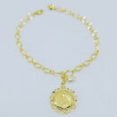 Pulseira detalhe coração cristal e N.S das Graças