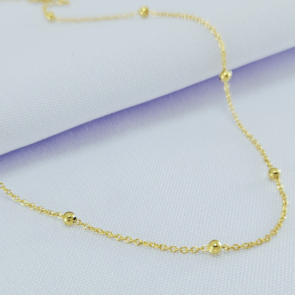 Gargantilha choker corrente com bolinhas lisas
