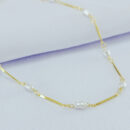 Gargantilha chocker separador longo com detalhe pérola