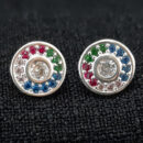 Brinco circulo cravejado colorido