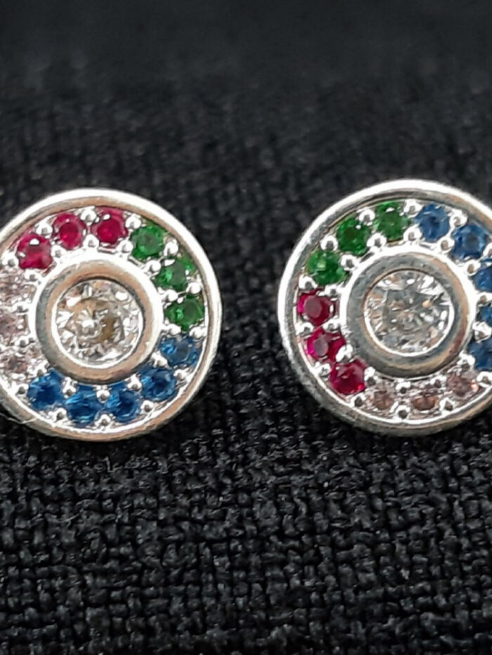 Brinco circulo cravejado colorido