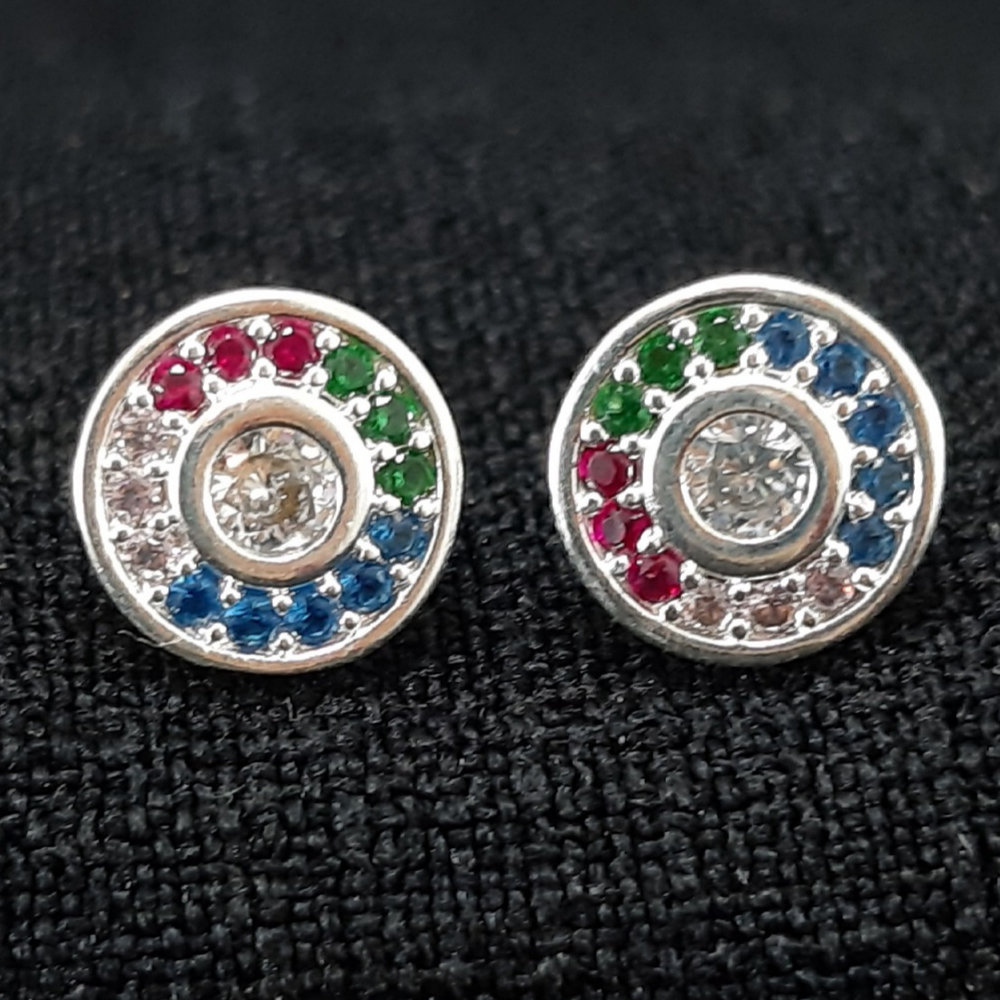 Brinco circulo cravejado colorido