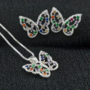 Conjunto borboleta pedras coloridas