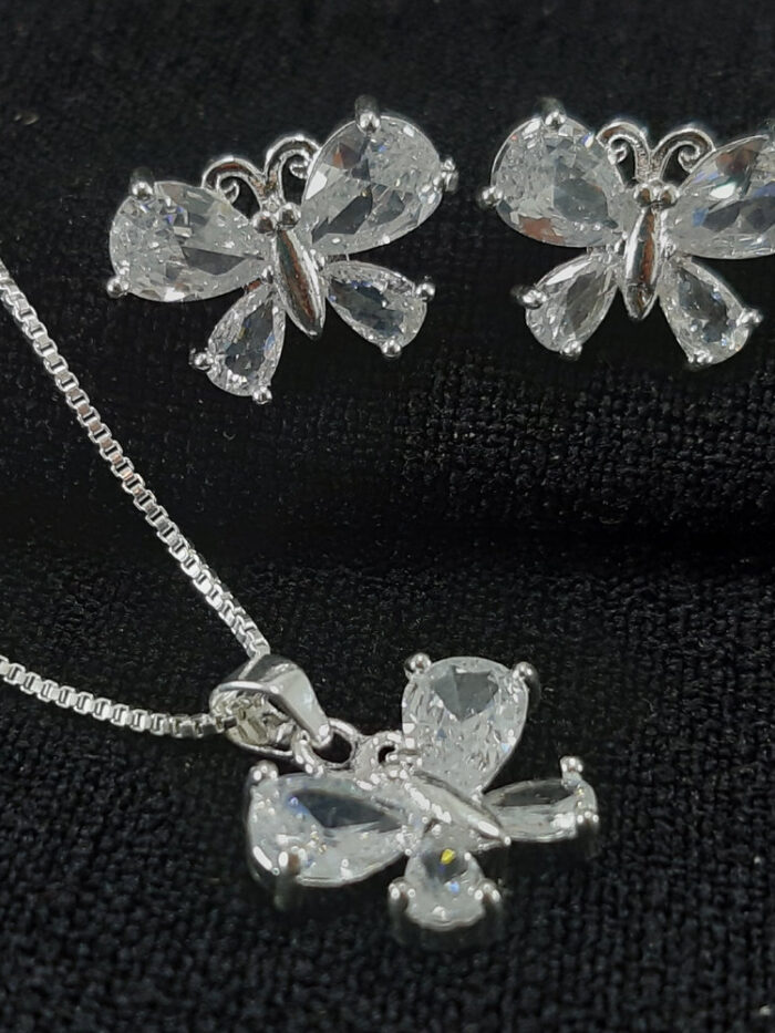 Conjunto borboleta pedra cristal